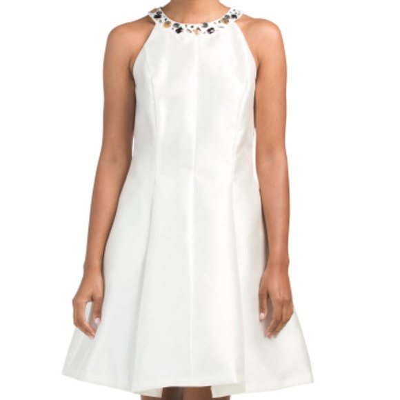 Dresses & Skirts - Jeweled Neck Satin Dress - Chetta B.